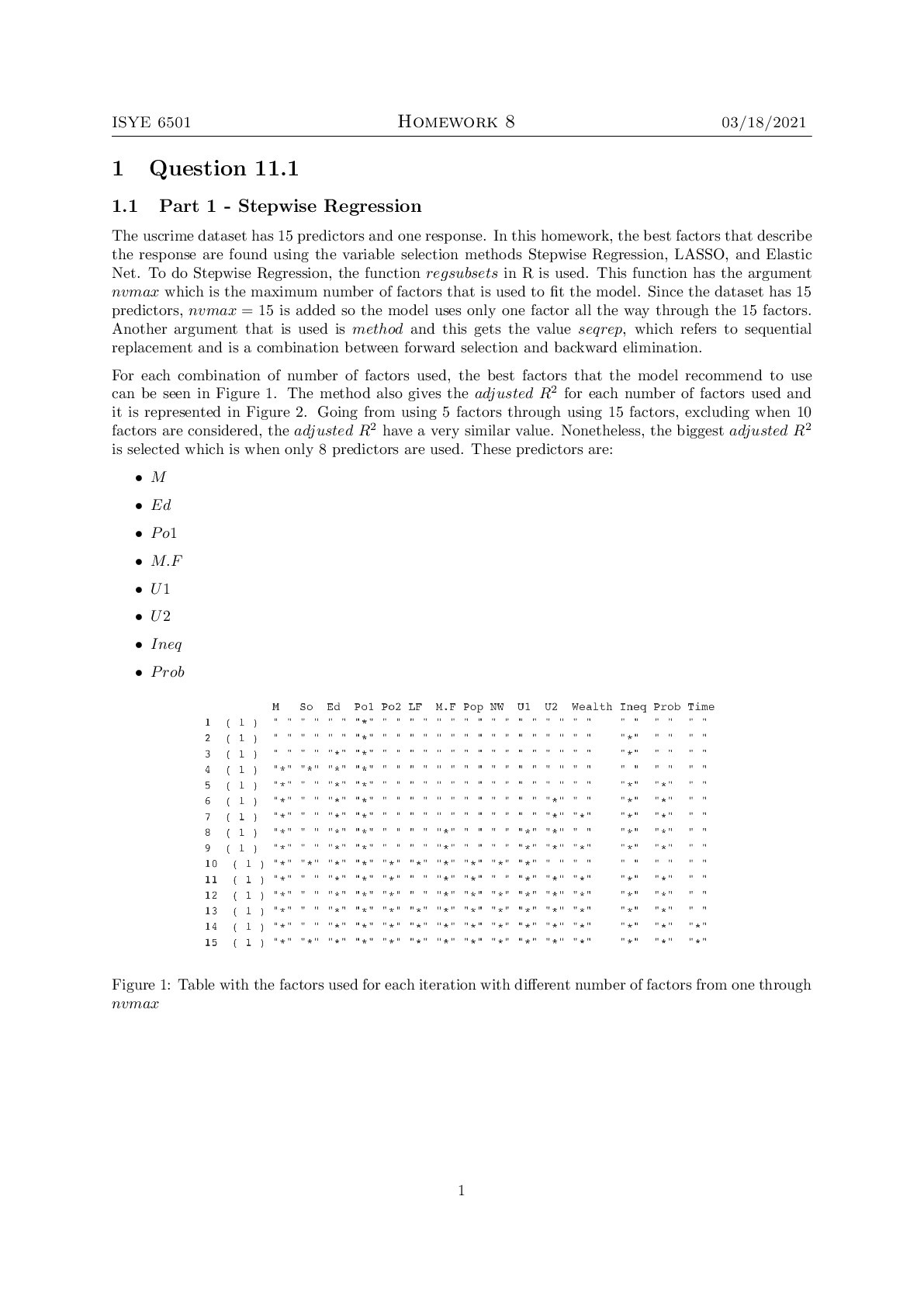 ISYE 6501 Homework 8 :  QUASTUON AND ANSWERS.